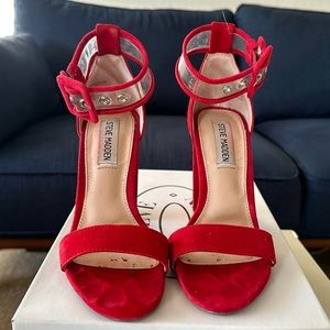 Steve Madden red Suede block heel “Cecilia” size 5